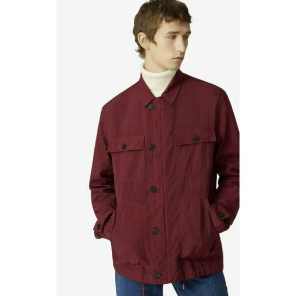 Kenzo Mens Burgundy Technical Canvas Jacket Casual Field Utility Japan Small S